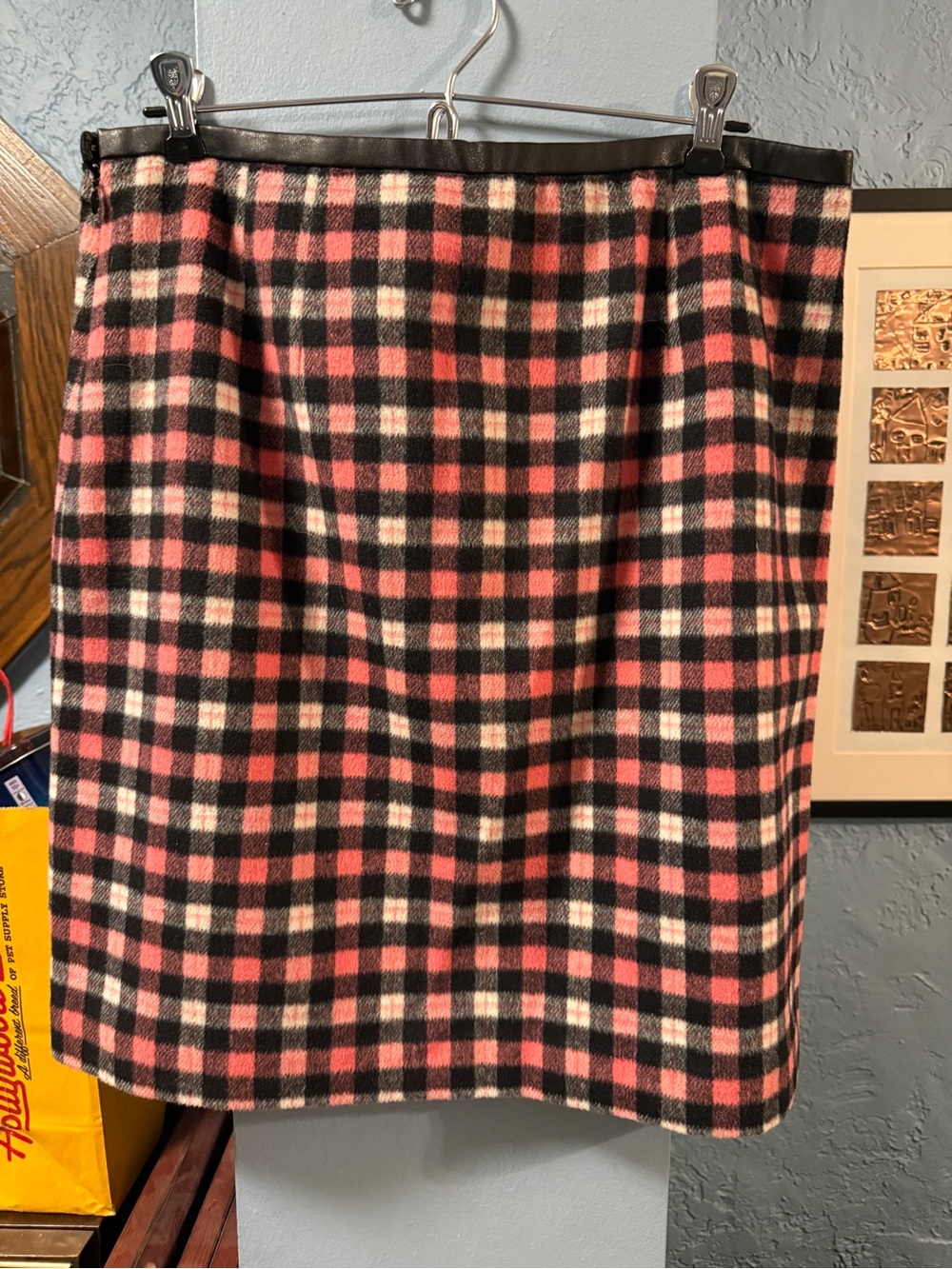 Talbots Pink Black Cream Plaid Skirt